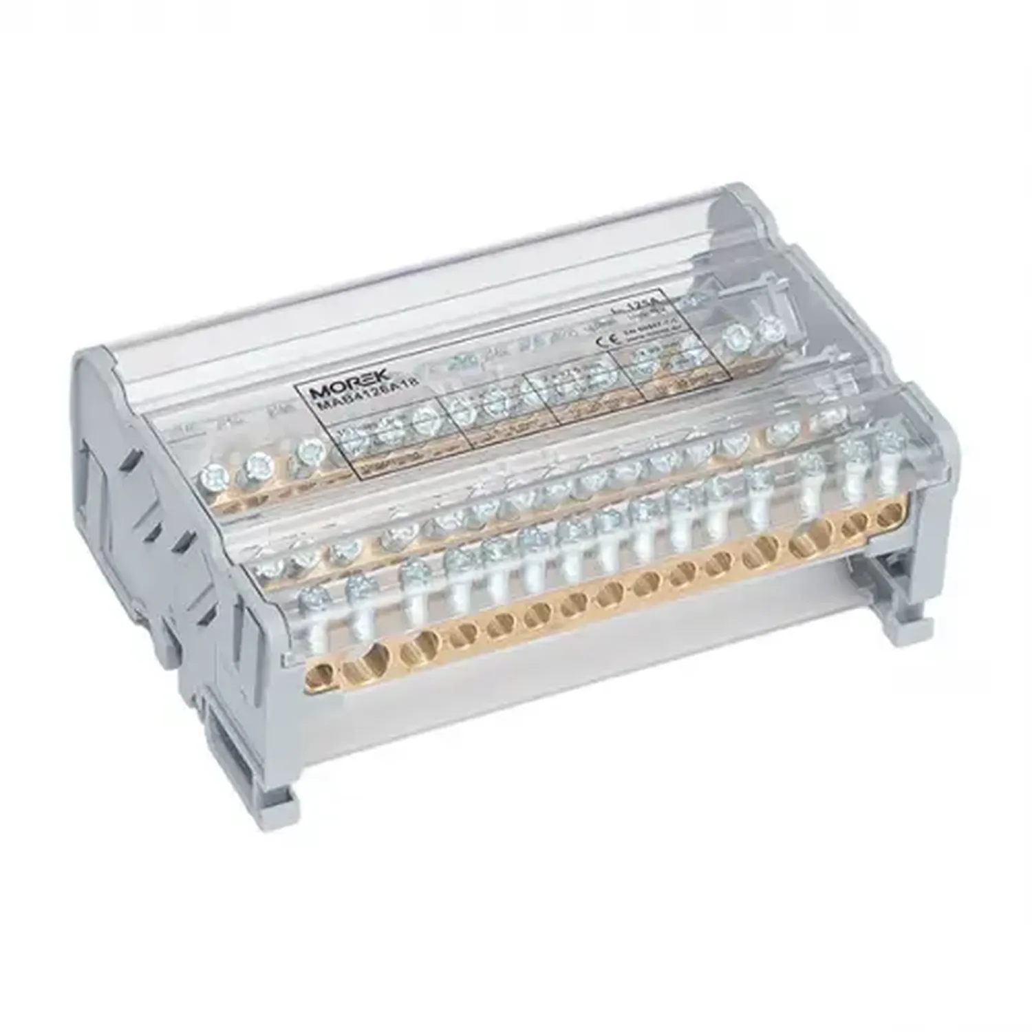 Distributivni blokovi do 160A, 50mm2, izolovani između faza.
Sertifikovani po standardima EN 60947-1 i EN 60947-7-1